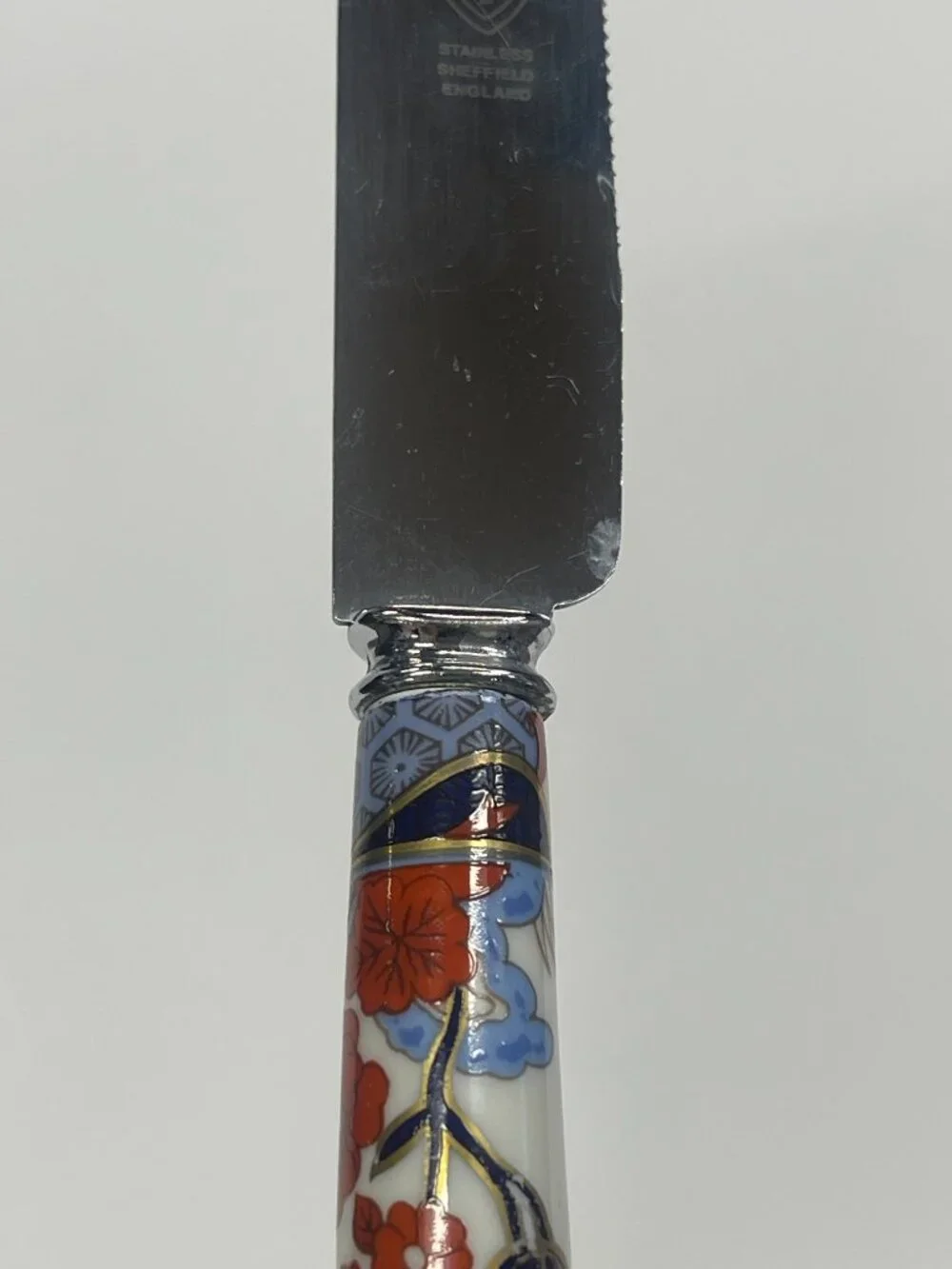 Spode Shima Prill Sheffield Bread Knife Porcelain Handle